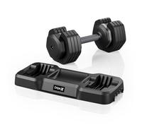 Dripex Haltère Réglable 6,5 à 24,5 kg, 5 en 1 Ensemble d'Haltères avec Base de Rangement, pour la Musculation, l'haltérophilie, l'entraînement à Domicile et à Salle de Sport - Noir