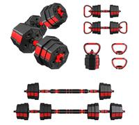 DRIPEX Haltère Réglable - 6 en 1 Ensemble d'haltères Réglable avec Tube d'acier de Connexion - Noir + Rouge