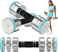 Dripex Haltères Musculation Réglables en Acier 5kg, Lot de 2 Poids Musculation Adjustable, Dumbbells Set Compacts avec Poignée en Mousse pour Femme Homme Maison Fitness Aérobic