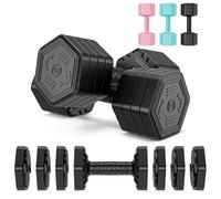 Dripex Lot de 2 Haltères Musculation Réglables 2,5 kg 5 kg 7,5kg 10kg Poids Musculation avec Poignée pour Femme Homme Gym à Domicile Entraînement (Hexagone 2 x 7,5 kg - Noir)