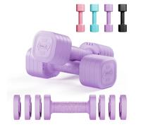 Dripex Lot de 2 Haltères Musculation Réglables 2,5 kg Poids Musculation 4 en 1 avec Poignée en Caoutchouc TPU pour Femme Homme Gym à Domicile Entraînement - Violet