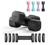 Dripex Lot de 2 Haltères Musculation Réglables 2,5 kg Poids Musculation 4 en 1 avec Poignée en Caoutchouc TPU pour Femme Homme Gym à Domicile Entraînement - Noir