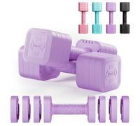 Dripex Lot de 2 Haltères Musculation Réglables 5 kg Poids Musculation 4 en 1 avec Poignée en Caoutchouc TPU pour Femme Homme Gym à Domicile Entraînement - Violet