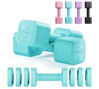 Dripex Lot de 2 Haltères Musculation Réglables 5 kg Poids Musculation 4 en 1 avec Poignée en Caoutchouc TPU pour Femme Homme Gym à Domicile Entraînement - Bleu