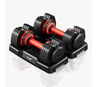 Dripex Lot de 2 Haltères Réglables 2 à 11 kg, 5 en 1 Ensemble d'Haltères avec Base de Rangement, pour la Musculation, l'haltérophilie, l'entraînement à Domicile et à Salle de Sport - Noir et Rouge
