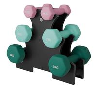 Dripex Lot de 6 Haltères Néoprène 1-5 kg, Support Inclus, Antidérapant | Set de 6, compact, multicolore, antidérapante
