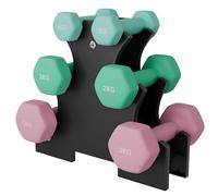 Dripex Lot de 6 Haltères Néoprène 1-5 kg, Support Inclus, Antidérapant | Set de 6, compact, multicolore, antidérapante