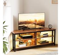 Dripex Meuble TV Bas d'angle avec éclairage LED Marron Vintage 120x36x45.5 cm