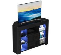 Dripex Meuble TV d'angle avec Lumières LED Brillant Convient pour Salon ou Chambre 100x68x40 cm, Noir