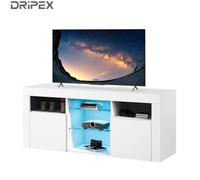 DRIPEX Meuble TV / Meuble de salon - rangement - 120x35x50cm - blanc /-éclairage LED 16 couleurs