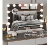 Dripex Miroir de Maquillage Lumineux LED,Bluetooth Chargement sans Fil,15 Ampoules LED,Holleywood,3 Modes Réglables,58x46cm