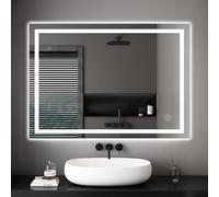 Dripex Miroir de Salle de Bain avec 20 Watt Éclairage, Miroir Anti-Buée, Miroir Lumineux à Économie d'Énergie, Lumière Blanc Froid 6400K + Interrupteur Tactile - 50 x 70 cm