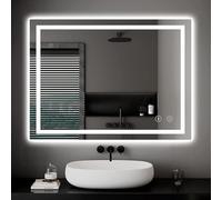 Dripex Miroir de Salle de Bain avec Éclairage 60x80cm, 30Watts Miroir LED Anti-buée, 3 Couleurs et Dimmable, Interrupteur Tactile, Antidéflagrant, Fonction Mémoire, IP44 Étanchéité