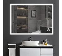 Dripex Miroir de Salle de Bain avec éclairage 80 * 60cm, Miroir LED avec Prise de Courant, Miroir LED Salle de Bain avec 3 Couleurs de lumière, antibuée, 6400K