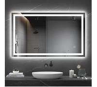Dripex Miroir de salle de bain avec lumières LED-100X60cm-Miroir Maquillage mural-Anti-Brouillard-Horizontal/Vertical