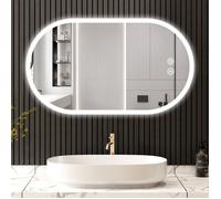 Dripex Miroir de salle de bain avec lumières LED-70X50cm-Miroir Maquillage mural-Anti-Brouillard-Horizontal/Vertical