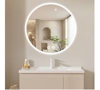 Dripex Miroir de Salle de Bain Rond avec éclairage, Miroir rond Miroir mural,3 Couleurs Variables,60x60cm