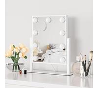 Dripex Miroir Maquillage Lumineux, 30 x 36 cm, Miroir Hollywood avec 9 Ampoules, Rotation à 360°, Contrôle Tactile, 3 Modes Luminosité Réglable - Blanc
