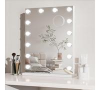 Dripex Miroir Maquillage Lumineux, 40 x 52 cm, Miroir LED 14 Lumières Miroir Hollywood Miroir Coiffeuse Contrôle Tactile, 3 Modes Luminosité Réglable, sur Mur ou Table pour Chambre - Blanc