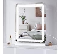 Dripex Miroir Maquillage Lumineux 40 x50cm, Miroir LED Miroir Hollywood Miroir Coiffeuse Contrôle Tactile Miroir Lumineux 3 Modes Luminosité Réglable Miroir de Table et de Mur - Blanc
