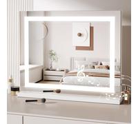 Dripex Miroir Maquillage Lumineux 58 x 48cm, Miroir Hollywood LED Bluetooth avec Contrôle Tactile, 3 Modes Luminosité, pour Table et Mur, Type C et USB - Blanc