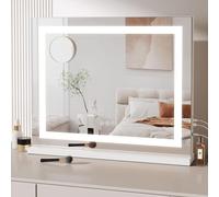 Dripex Miroir Maquillage Lumineux 58 x 48cm, Miroir LED Miroir Coiffeuse, Contrôle Tactile, 3 Modes, Luminosité Réglable, Miroir de Table et de Mur - Blanc