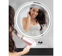 Dripex Miroir Maquillage Rond avec Lumière LED,Miroir de Vanité,Miroir Mural Antibuée,Économie d'Énergie,60x60cm