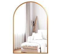 Dripex Miroir Mural Arche 60×90cm Or, Grand Miroir de Maquillage avec Cadre en Alliage d'Aluminium Idéal pour Entrée Chambre Salon Salle de Bain