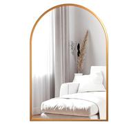 Dripex Miroir Mural Arche, Grand Miroir de Maquillage 50×75cm avec Cadre en Alliage d'Aluminium pour Entrée Chambre Salon Salle de Bain Or