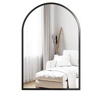 Dripex Miroir Mural Arqué 60×90cm, Grand Miroir de Maquillage avec Cadre en Alliage d'Aluminium pour Entrée Chambre Salon Salle de Bain Noir