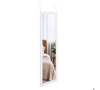Dripex Miroir Mural Suspendu,Miroir Mural Dressing en Verre Trempé avec Deux Crochets pour Chambre,Salon et Entrée,110x33cm，Blanc
