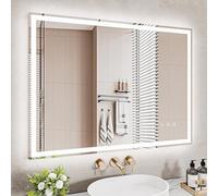 Dripex Miroir Salle de Bain 60x80cm avec éclairage, Miroir Lumieux Mural Dimmable avec 3 Couleurs Lumineuses, Fonction Mémoire, Interrupteur Tactile