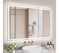 Dripex Miroir Salle de Bain 70x100cm avec éclairage, Miroir Lumieux Mural Dimmable avec 3 Couleurs Lumineuses, Fonction Mémoire, Interrupteur Tactile