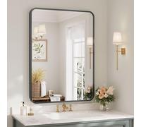 Dripex Miroir Salle de Bain 75x55cm Rectangulaire avec Cadre en Aluminium, Miroir Mural/Dressing/Salon Décoration HD Miroir de Maquillage (Noir)