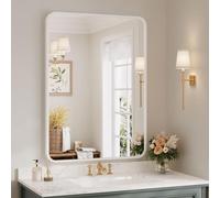 Dripex Miroir Salle de Bain 75x55cm Rectangulaire avec Cadre en Aluminium, Miroir Mural/Dressing/Salon Décoration HD Miroir de Maquillage (Blanc)