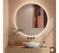 Dripex Miroir Salle de Bain 80cm, Miroir LED Rond Anti-buée, 3 Couleurs, Dimmable, Interrupteur Tactile