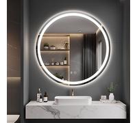Dripex Miroir Salle de Bain Anti-buée 50cm, Miroir LED Rond avec Haut-Parleur Bluetooth, 3 Couleurs, Dimmable, Interrupteur Tactile
