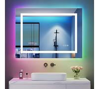 Dripex Miroir Salle de Bain Anti-Buée 80x60cm, 45Watts Miroir LED avec 8 Modes d'éclairage, RGB+Dimmable+3 Couleurs, Fonction Mémoire, lnterrupteur Tactile, Ideal pour Salon de Coiffure