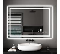 Dripex Miroir Salle de Bain avec Éclairage 30Watts, Miroir LED Salle de Bain Anti-buée, Dimmable&3 Couleurs, Interrupteur Tactile, Antidéflagrant, Verticale/Horizontale-50x70cm