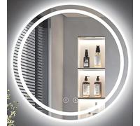 Dripex Miroir Salle de Bain avec Eclairage 60cm, Miroir LED Rond avec Anti-buée, 3 Couleurs Lumière, Dimmable, Fonction Mémoire, HD Verre Trempé, Capteur Tactile, IP44