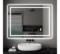 Dripex Miroir Salle de Bain avec Éclairage 60x80cm, Miroir LED Salle de Bain Anti-Buée 20Watts, Interrupteur Tactile, Antidéflagrant, Fonction Mémoire, IP44 Étanchéité
