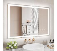 Dripex Miroir Salle de Bain LED avec Éclairage Avant et Ambiance Murale, Anti-Buée, Dimmable, 3 Couleurs, Tactile, Mémoire, Interrupteur Étanche pour Salle de Bain 70x50 cm