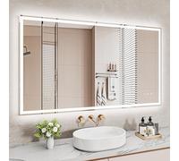 Dripex Miroir Salle de Bain LED avec Éclairage Avant et Ambiance Murale, Anti-Buée, Dimmable, 3 Couleurs, Tactile, Mémoire, Interrupteur Étanche pour Salle de Bain 70x120 cm
