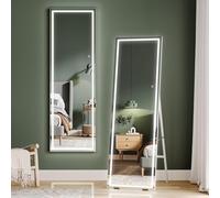 Dripex Miroir sur Pied LED 130X40cm, Miroir Mural avec éclairage, Miroir LED sur Pied, Grand Miroir intégral, 3 Réglables Couleur avec Interrupteur Tactile, pour Chambre à Coucher Salon Blanc