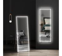 Dripex Miroir sur Pied LED 130X40cm, Miroir Mural avec éclairage, Miroir LED sur Pied, Grand Miroir intégral, 3 Réglables Couleur avec Interrupteur Tactile, pour Chambre à Coucher Salon Noir