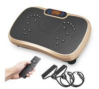 Dripex Plateforme Vibrante Oscillante, Plaque Vibrante Puissante Sport Maison 5 Modes 99 Niveaux d’Intensité, Haut-Parleur Bluetooth Intégré, Télécommande, Écran LED, Machine pour la Maison - Doré