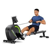 Dripex Rameur Musculation D'appartement Ultra Silencieux, App-Compatible, 16 Niveaux de Résistance Rameur magnétique Support de Tablette pour écran LCD (Vert)