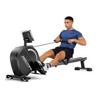 Dripex Rameur Musculation D'appartement Ultra Silencieux, App-Compatible, 16 Niveaux de Résistance Rameur magnétique Support de Tablette pour écran LCD (Argenté)
