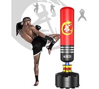 Dripex Sac de Frappe sur Pied Adulte 175cm Sac de Boxe Autoportant MMA Punching Ball pour Karaté Fitness Taekwondo - Rouge