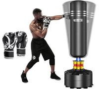 Dripex Sac de Frappe sur Pied Adulte avec Gants 175 cm Sac de Boxe Autoportant MMA Punching Ball pour Karaté Fitness Taekwondo - Noir